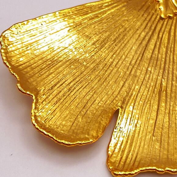 10K Gold Dipped Ginkgo Leaf Pendant - Picture 5 of 11